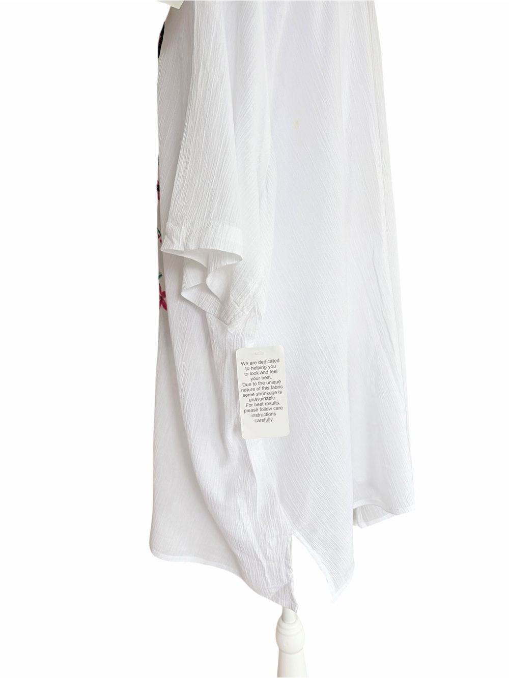 Woman Within White Button-Front Shirt with Multicolor Floral Embroidery - Picture 5 of 7